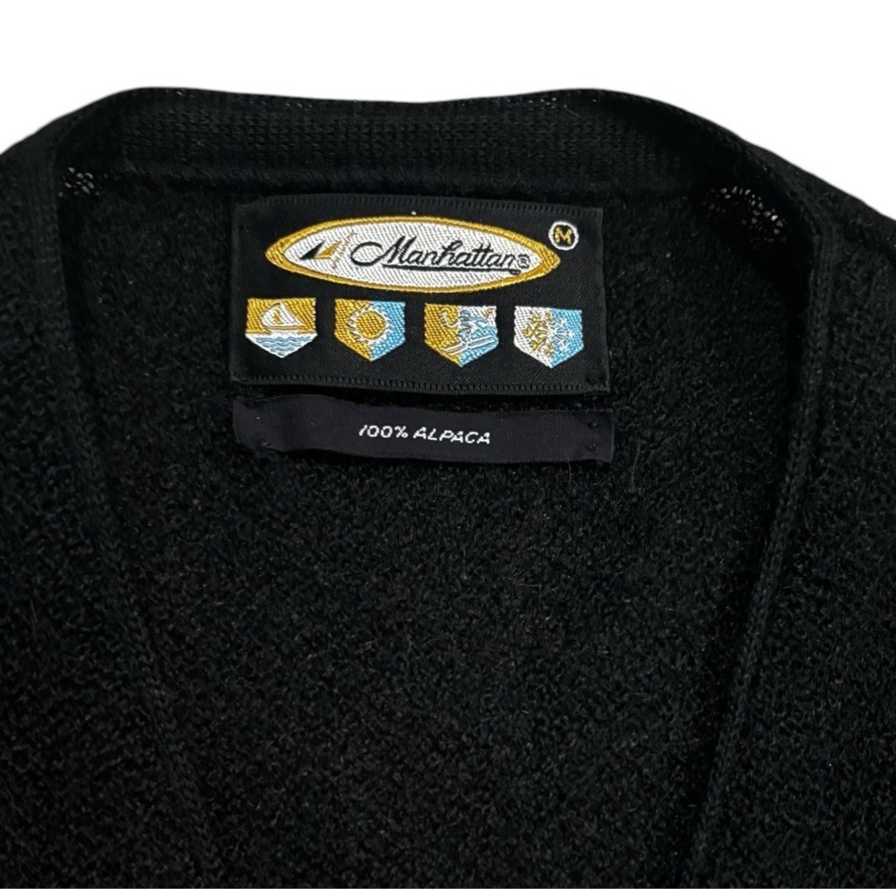 Vtg 70s Manhattan Cardigan Sweater 100% Alpaca Kurt Cobain Rockabilly Men's M - Picture 3 of 3